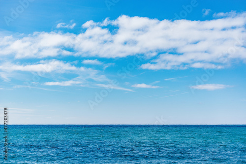 Day view of the sea horizon at summer time.