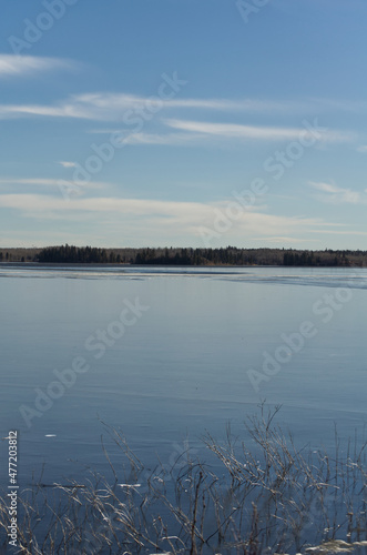 Fototapeta Naklejka Na Ścianę i Meble -  Astotin Lake Frozen over in Late November