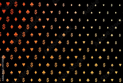 Dark yellow, orange vector texture with playing cards. © Dmitry