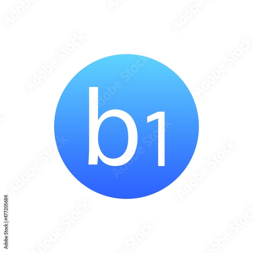 Vitamin B1 isolated on white. Medicine health symbol of thiamin. Natural chemical b1 vitamin. Vector illustration