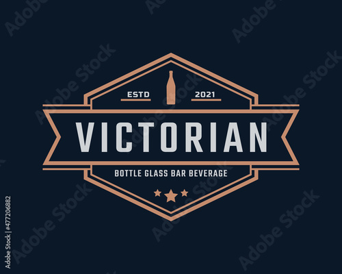 Luxury Vintage Retro Label Badge Emblem Floral Victorian Wine Bottle Glass Bar Beverage Logo Design inspiration