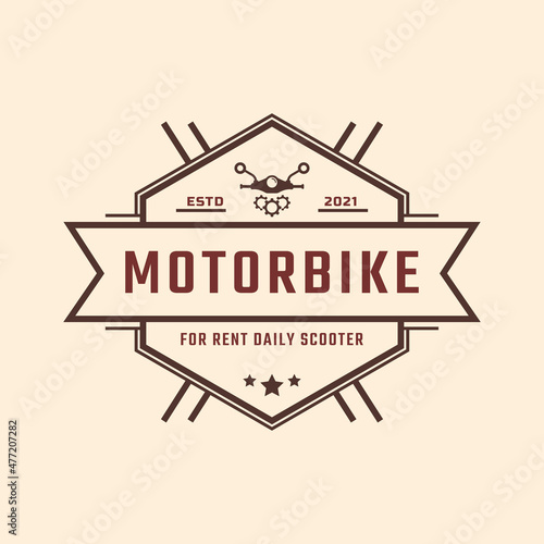 Classic Vintage Retro Label Badge Emblem Motorbike and Scooter Rental Logo Design Inspiration