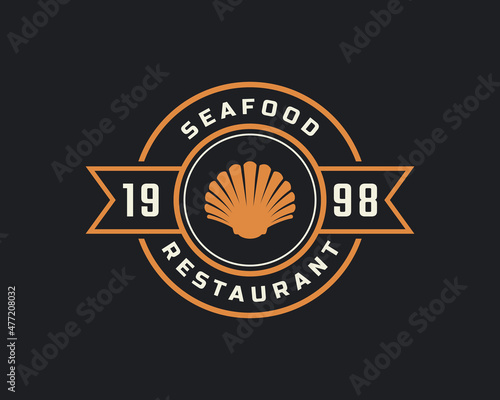 Fényképezés Classic Vintage Retro Label Badge for Seafood Seashell Pearl Oyster Scallop Shel