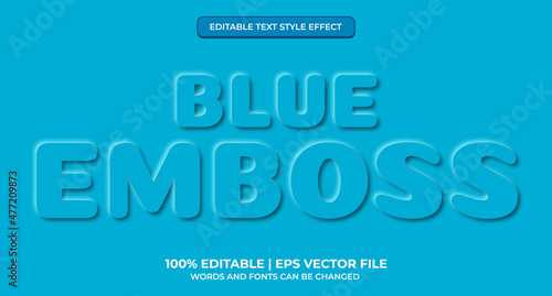 Neomorphic text effect. Neomorphisme emboss 3d simple blue modern editable text effect