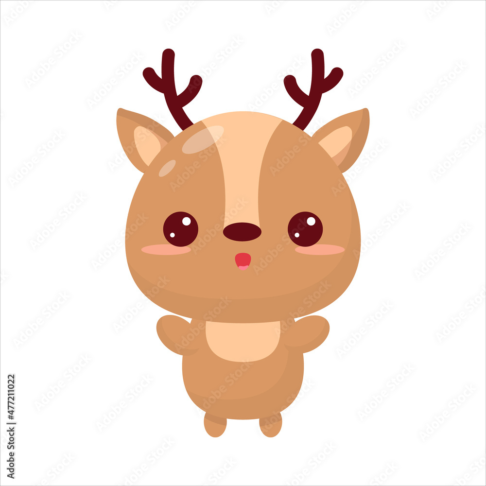 Cute kawaii deer. Cartoon style. Children's illustration. Vector illustration Cute kawaii deer. Cartoon style. Children's illustration. Vector illustration