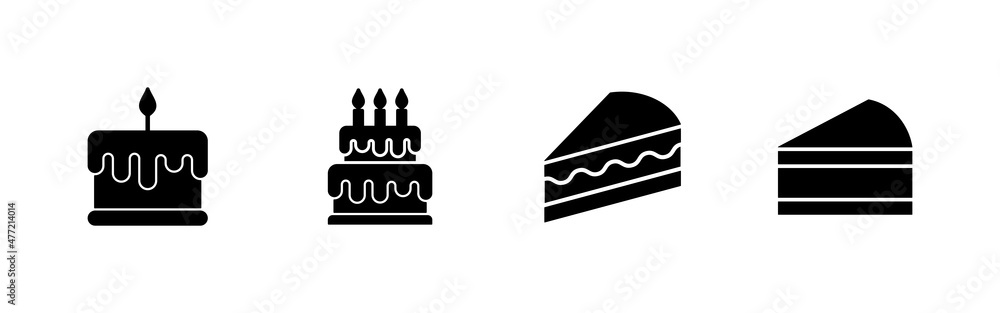 Cake icons set. Cake sign and symbol. Birthday cake icon Cake icons set. Cake sign and symbol. Birthday cake icon