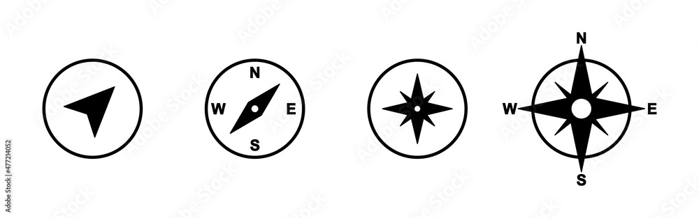 Compass icons set. arrow compass icon sign and symbol - obrazy, fototapety, plakaty 