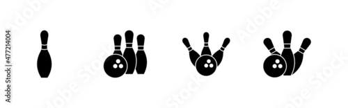Fotografia, Obraz Bowling icons set. bowling ball and pin sign and symbol.