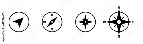 Compass icons set. arrow compass icon sign and symbol