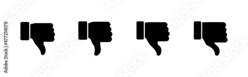 Dislike icons set. dislike sign and symbol. Hand with thumb down