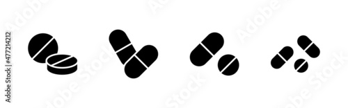 Pills icons set. capsule icon. Drug sign and symbol