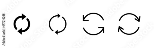 Refresh icons set. Reload sign and symbol. Update icon.