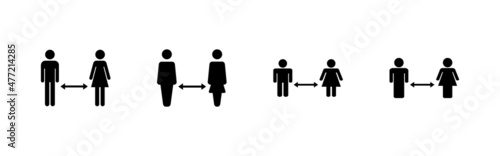 Social distancings set. social distance sign and symbol. self quarantine sign