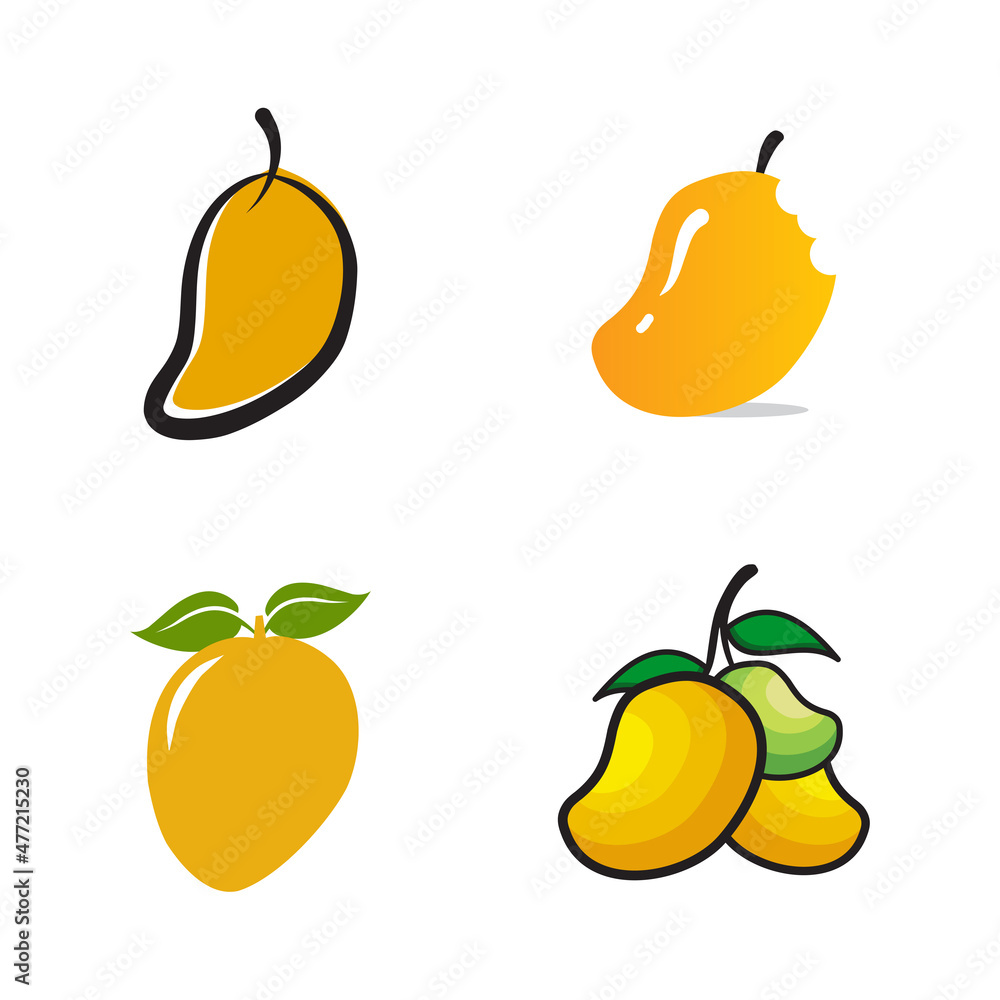 Mango fruit icon set logo design Mango fruit icon set logo design
