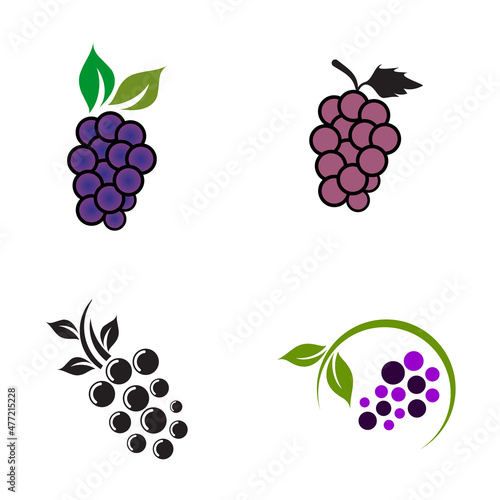 Grape fruit icon set logo design