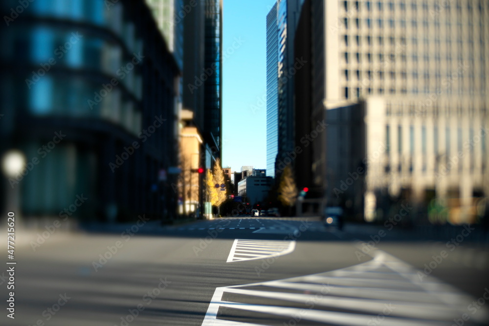 Fototapeta premium Tokyo,Japan - December 26, 2021: Marunouchi area in the winter morning
