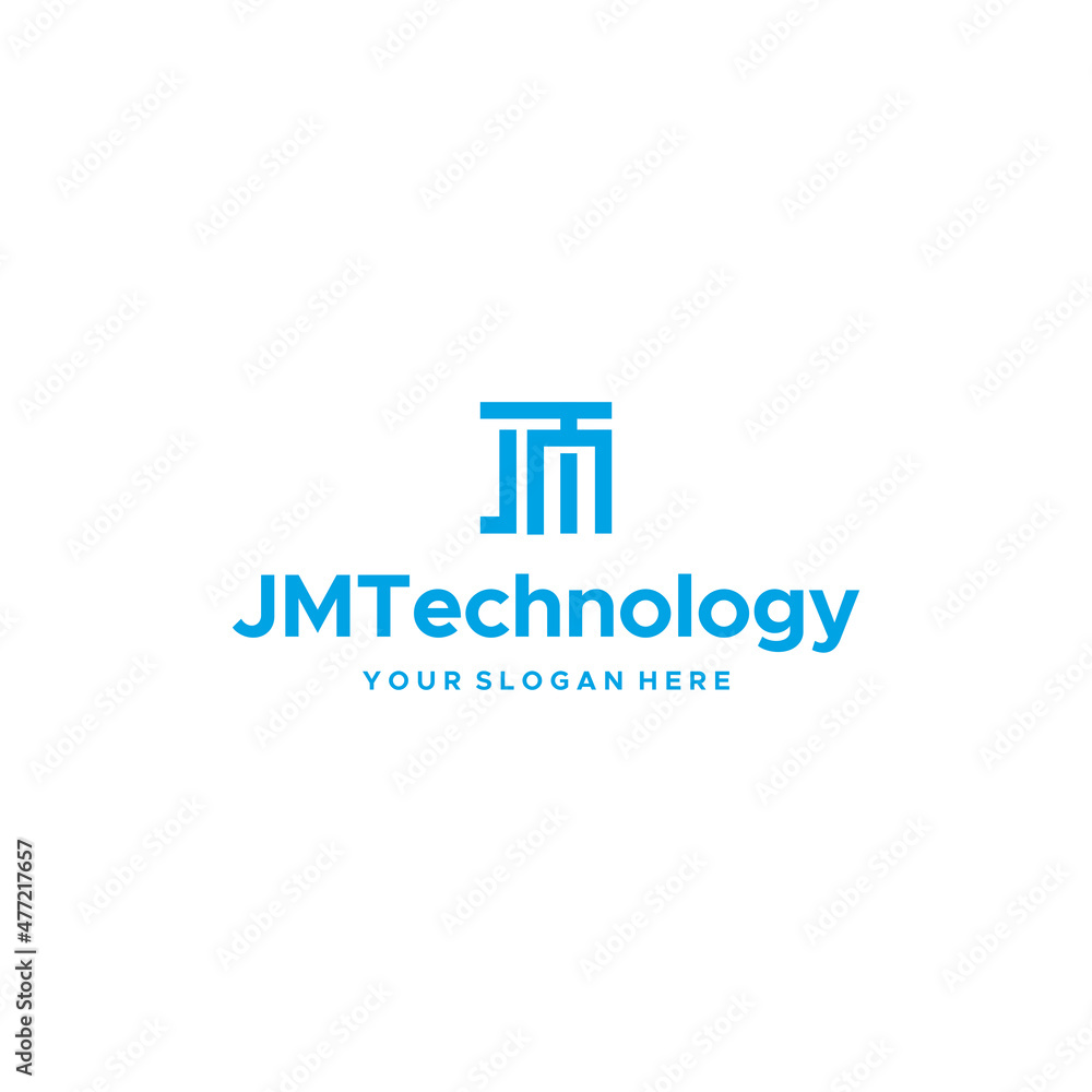 Flat initial JMT JMT TECHNOLOGY growth logo design