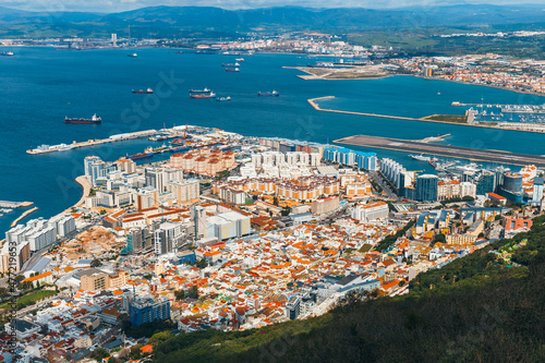 The town and harbour of Gibraltar viewed from up the Rock © dziewul