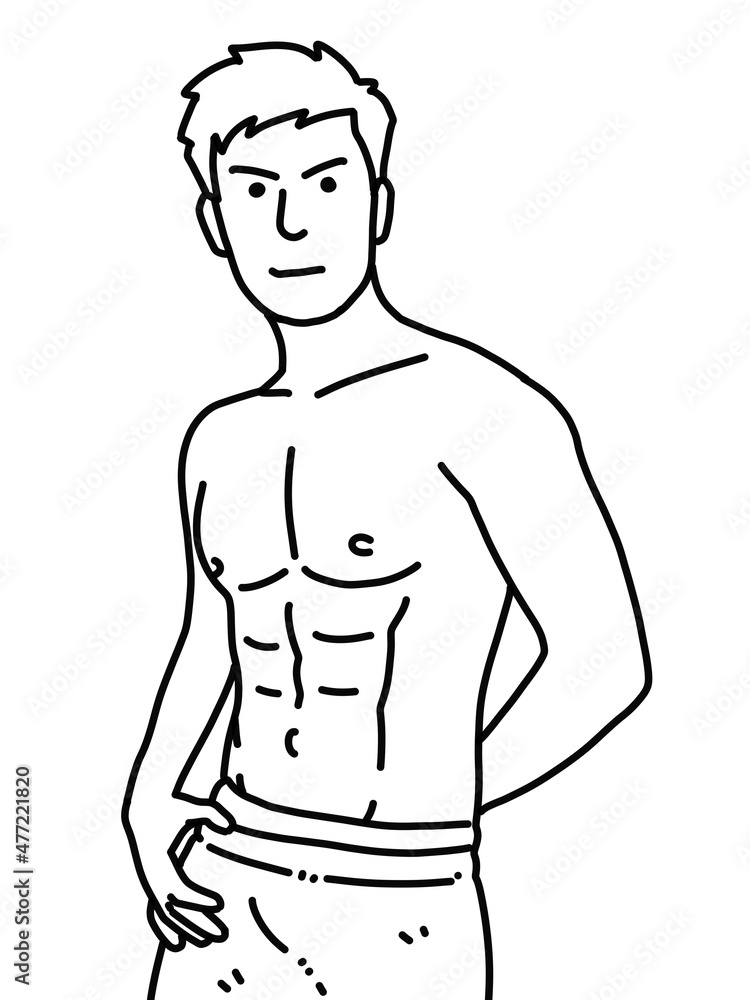 Fototapeta premium black and white of cute man cartoon for coloring