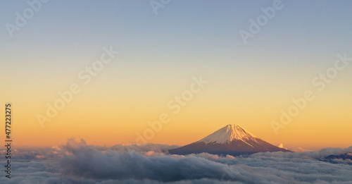 夕焼け　富士山　雲海