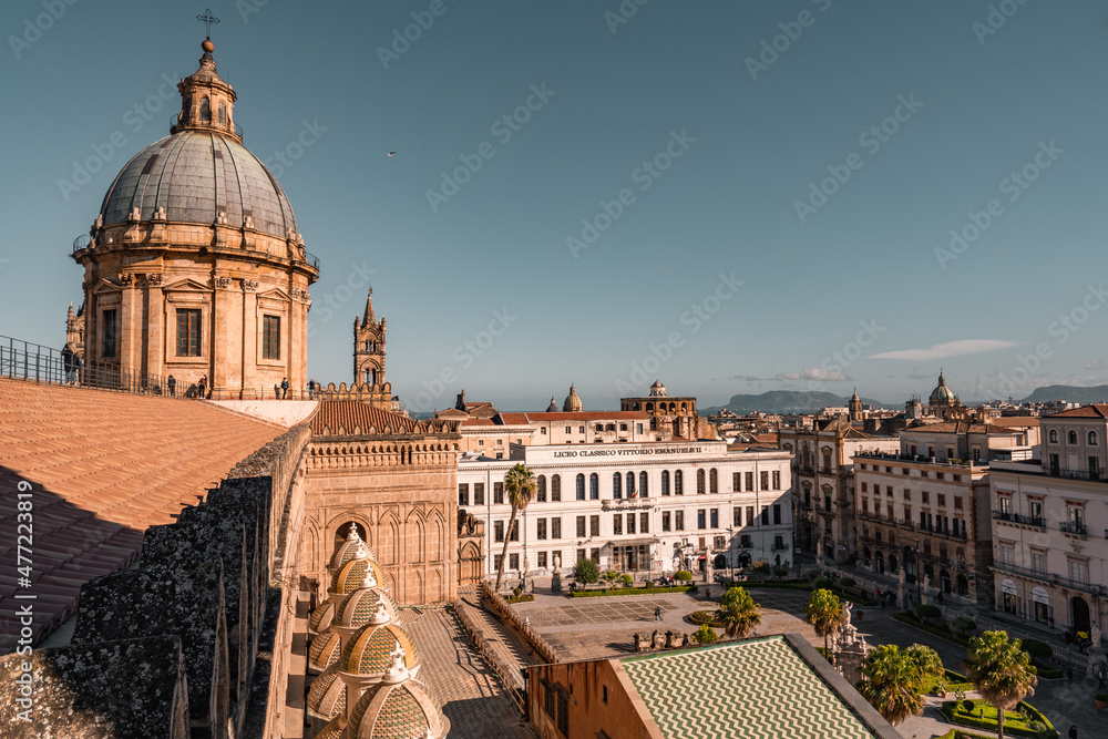 Palermo, Sicily. The Cathedral of Palermo is an architectural complex in the Sicilian capital city, a church erected in 1185 by Normans, Italy landmark. 
