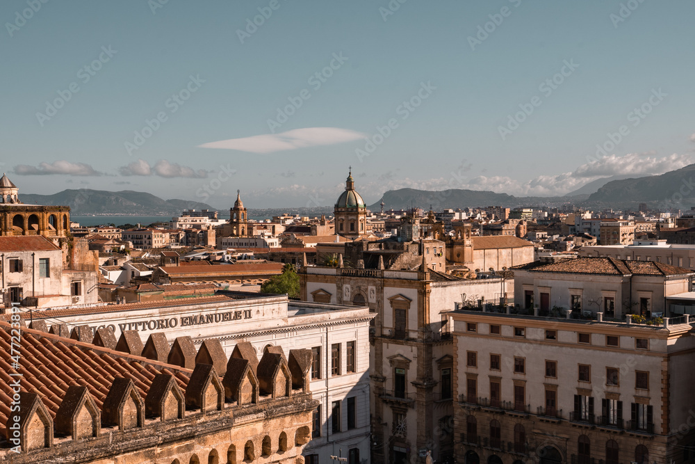 Obraz premium Palermo, Sicily. The Cathedral of Palermo is an architectural complex in the Sicilian capital city, a church erected in 1185 by Normans, Italy landmark. 