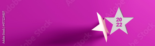 Happy New Year background. Star rating in 2022. 3D illustration