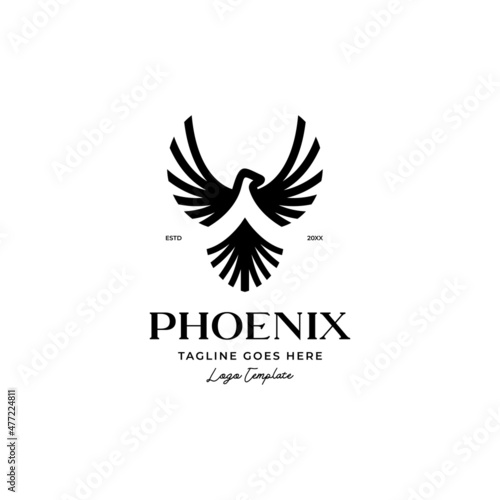 line art phoenix bird logo icon vector template