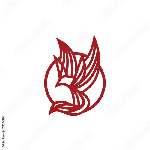 line art phoenix bird logo icon vector template