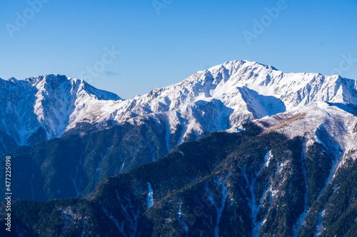 間ノ岳・農鳥岳　鳳凰三山からの眺望　山岳写真 © Nao