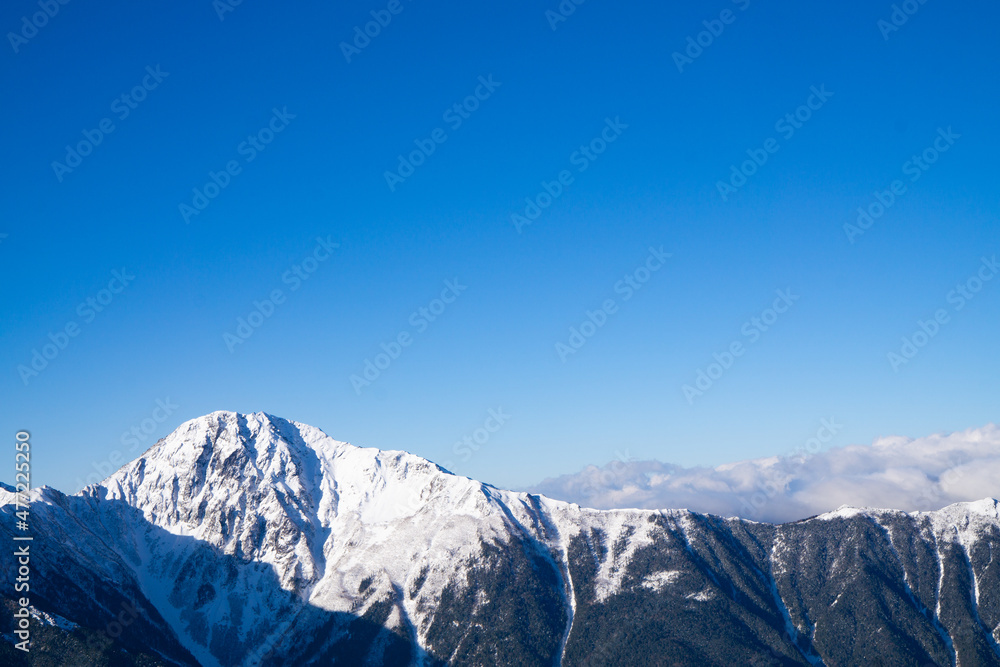 山岳風景　北岳　冬　青空