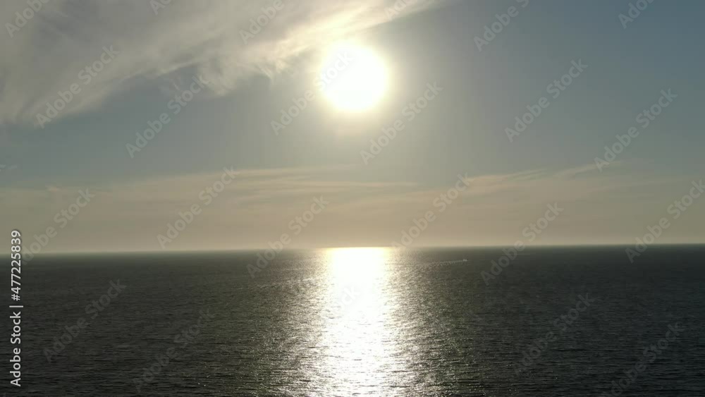 Aerial Shot South Pacific Ocean Horizon Afternoon Waves Wide L