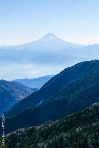 富士山 薬師岳からのぞむ 冬