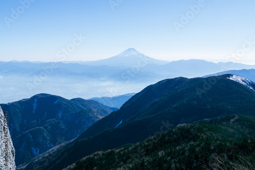 富士山 薬師岳からのぞむ 冬