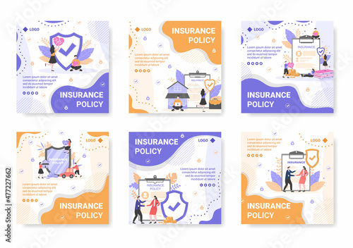 Insurance Policy Post Template Flat Design Illustration Editable of Square Background for Social media, Feed, Greeting Card and Web