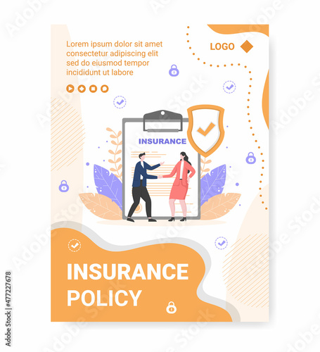 Insurance Policy Poster Template Flat Design Illustration Editable of Square Background for Social media, Feed, Greeting Card and Web