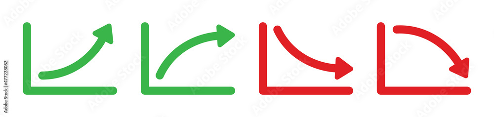 Increase and decrease graph icon set. Increase and decrease graph icon set.