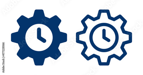 Productivity icon. Clock on cogwheel icon vector illustration.