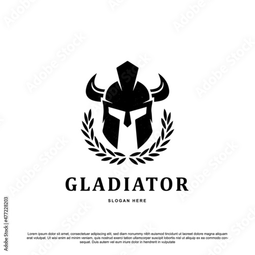 vintage gladiator with wheat logo design