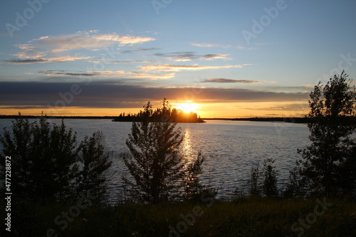 Sunset Above The Island  Elk Island National Park  Alberta