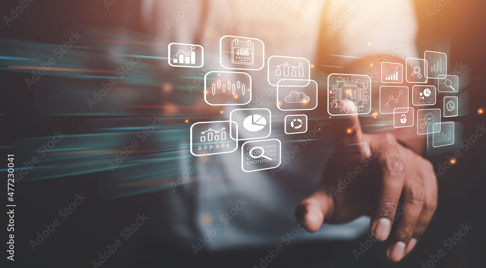 engineer or businessman Use your smartphone to exchange industrial systems, technology, industry cloud technology concepts.	
