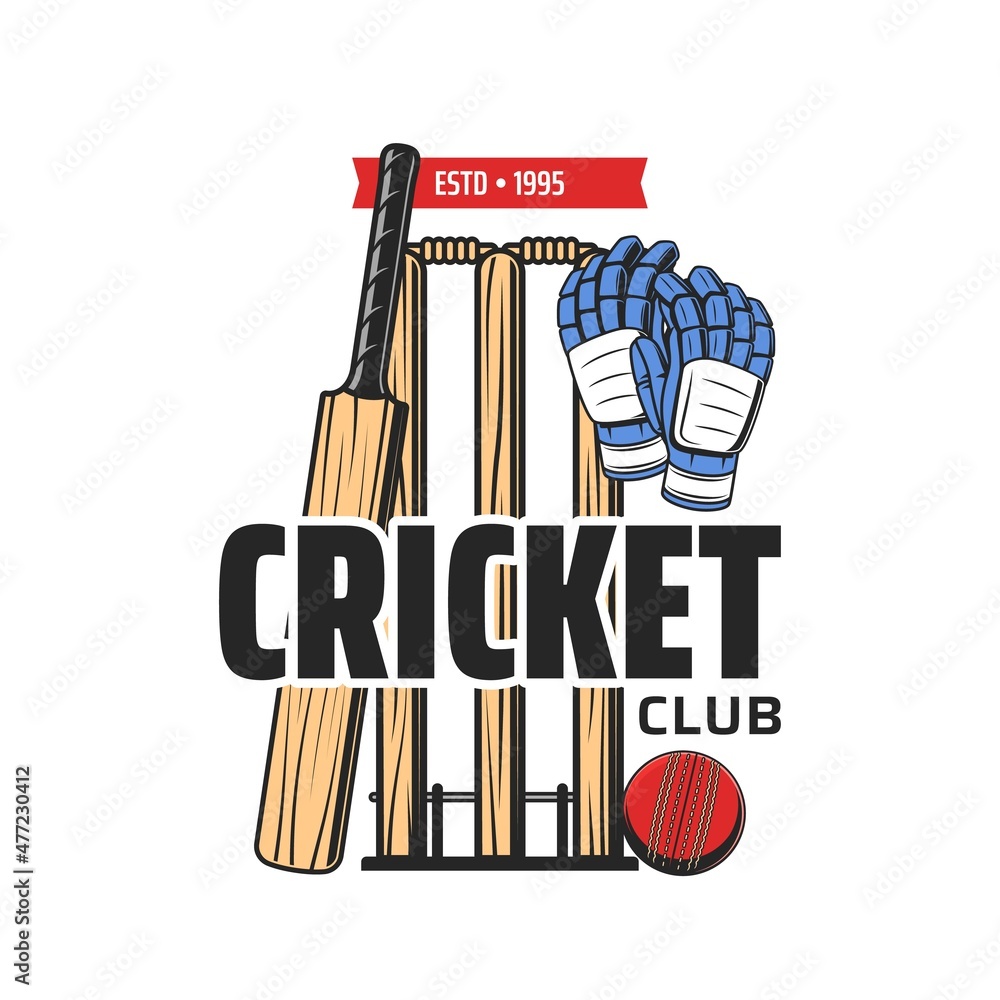 Φωτογραφία Cricket club icon, sport team league badge or tournament emblem, vector