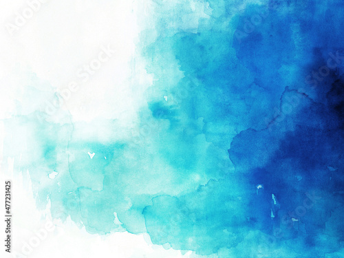 ターコイズブルーの水彩テクスチャ 背景イラスト © gelatin
