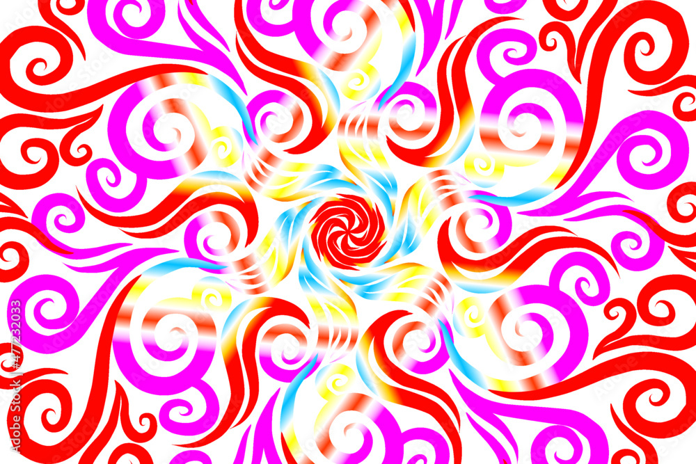 Obraz premium Beautiful colourful caleidoscope gradient of traditional batik ethnic frame illustration for wallpaper background ads clothing or presentation template