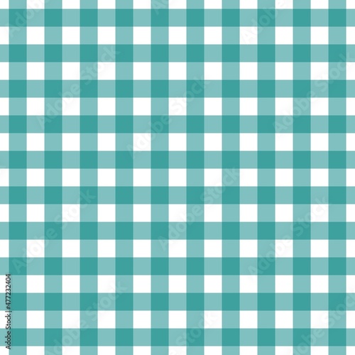 Plaid pattern. White on Teal color. Tablecloth pattern. Texture. Seamless classic pattern background.