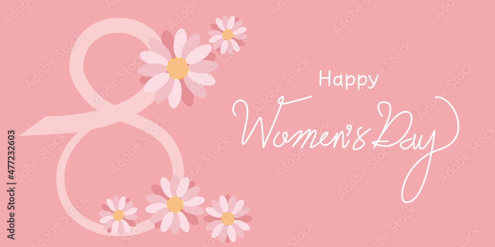 Happy Women's day illustration. Women's day decorative background. banner, frame, Card and design element. Vector illustration.