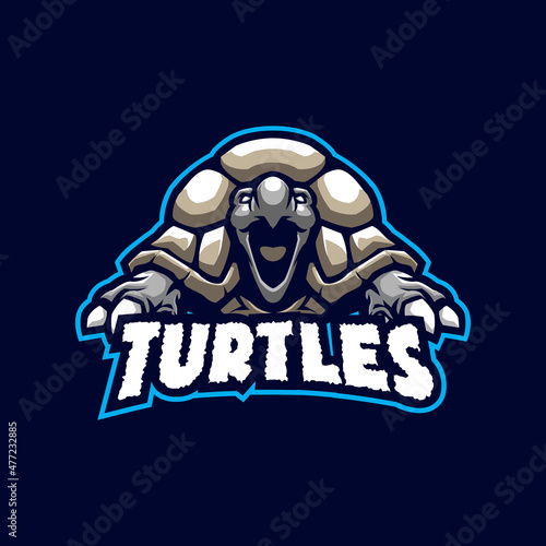 Turtle mascot logo design vector with modern illustration concept style for badge, emblem and t shirt printing. Angry turtle illustration.