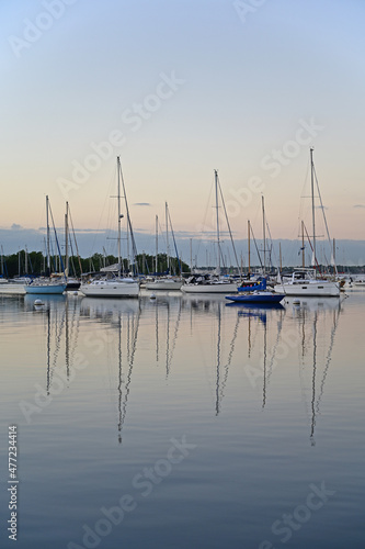 Moored sailboats off Coconut Grove in predawn light on December 27, 2021. © Francisco
