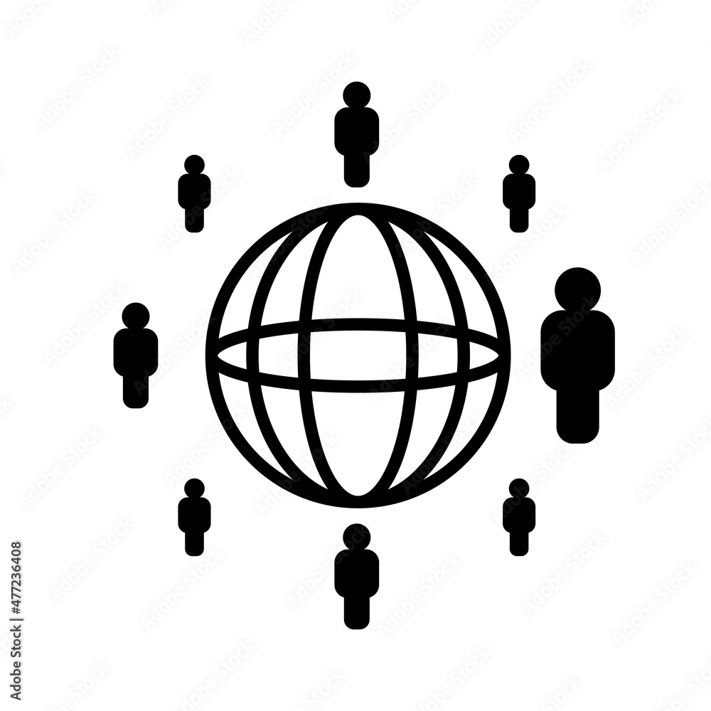 business leadership searching. people around globe outline isolated on white background business leadership searching. people around globe outline isolated on white background