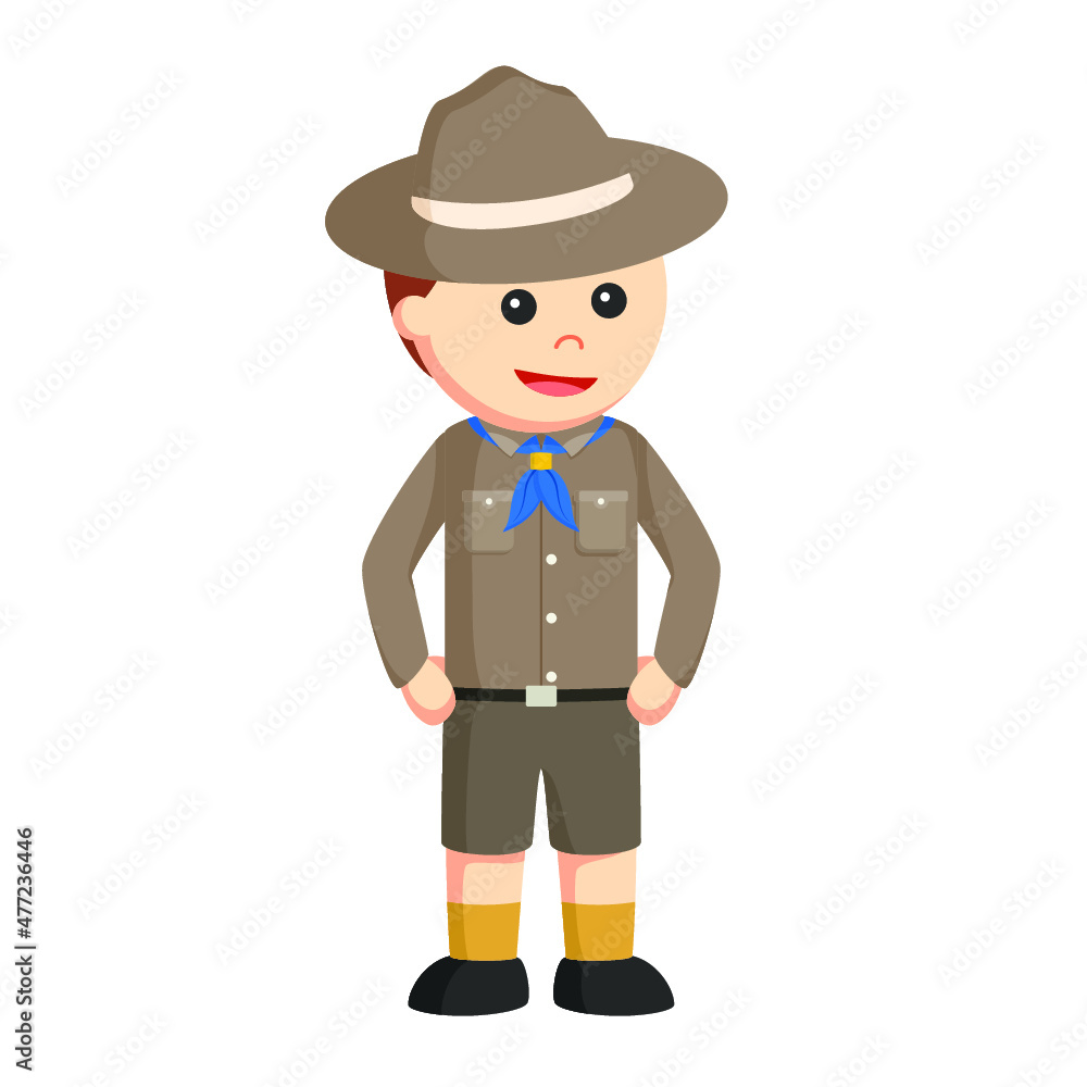 scout boy pose design character on white background